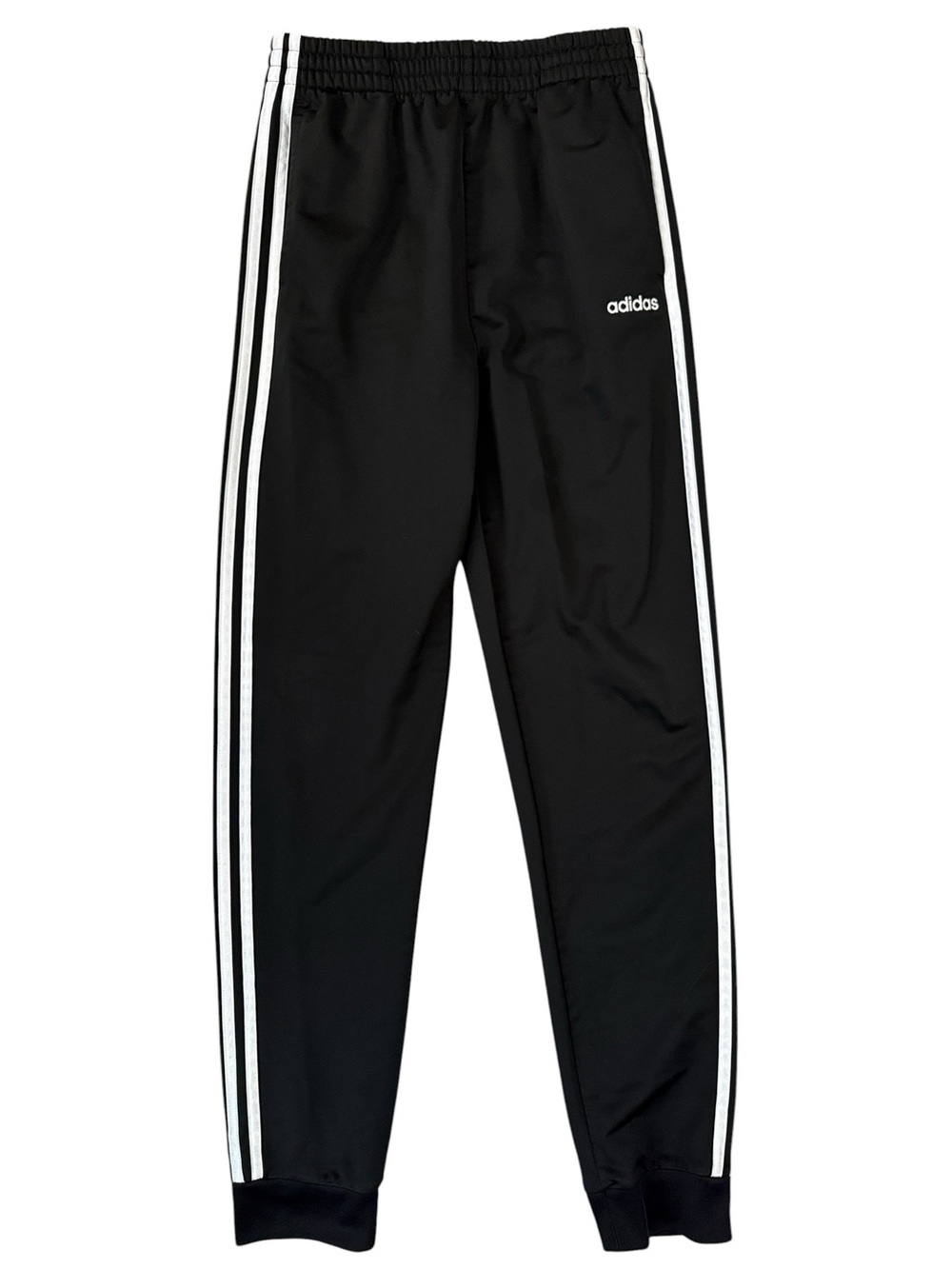 Adidas Black 3 Stripe Joggers Track Pants Boys Youth XL 18/20 Tapered